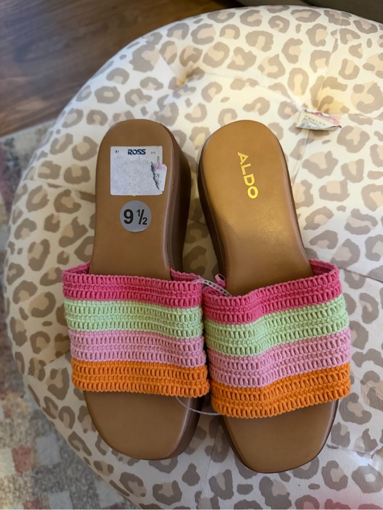 Aldo Shoes - Aldo Multicolor Crochet Slide Mules in Pink, Green, Orange